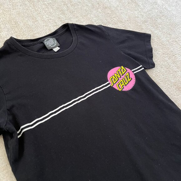 Santa Cruz Black Classic Dot Short Sleeve Crewneck Graphic T Shirt Tee - Picture 3 of 8